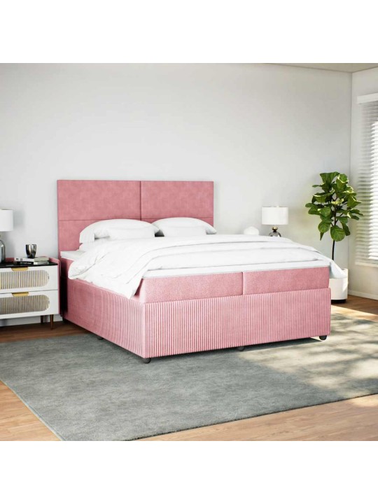 Box spring postel s matrací růžová 200x200 cm samet