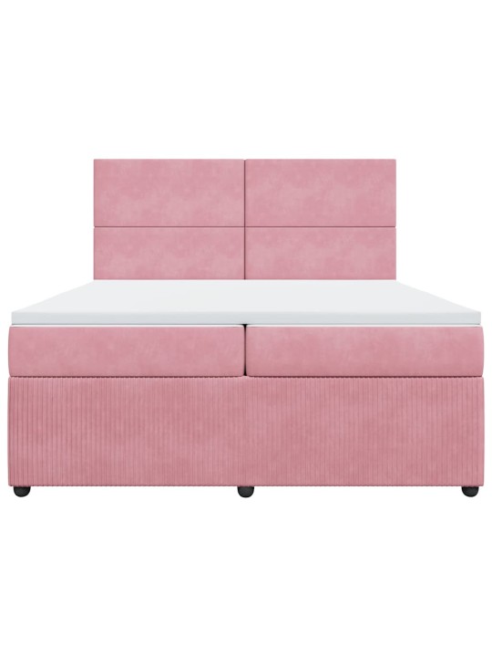 Box spring postel s matrací růžová 200x200 cm samet