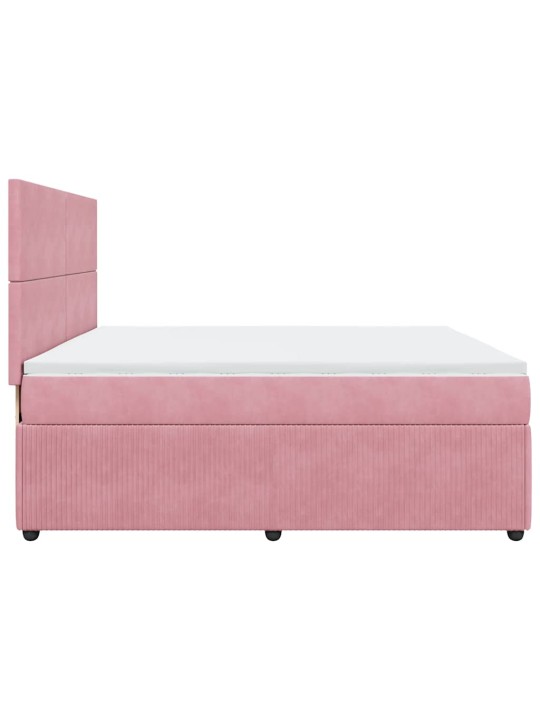 Box spring postel s matrací růžová 200x200 cm samet