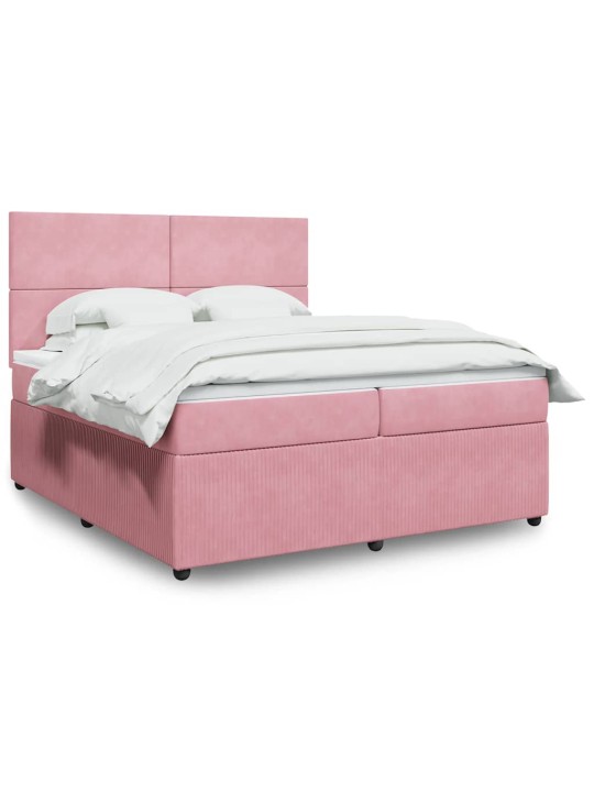 Box spring postel s matrací růžová 200x200 cm samet
