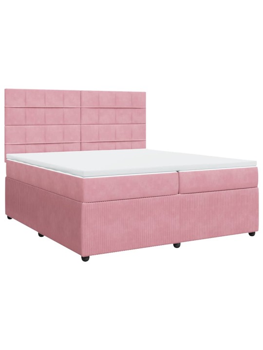 Box spring postel s matrací růžová 200x200 cm samet