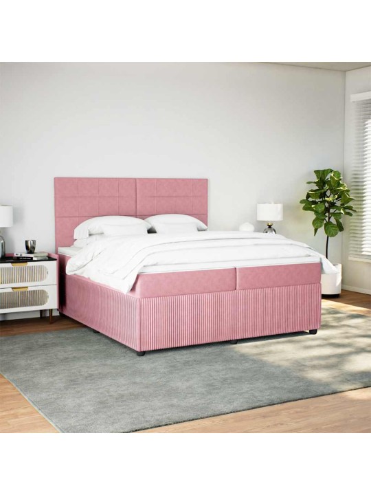 Box spring postel s matrací růžová 200x200 cm samet