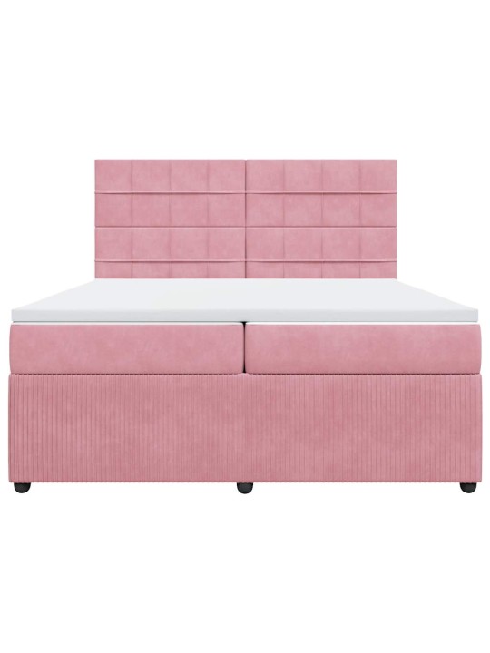 Box spring postel s matrací růžová 200x200 cm samet