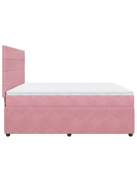 Box spring postel s matrací růžová 200x200 cm samet
