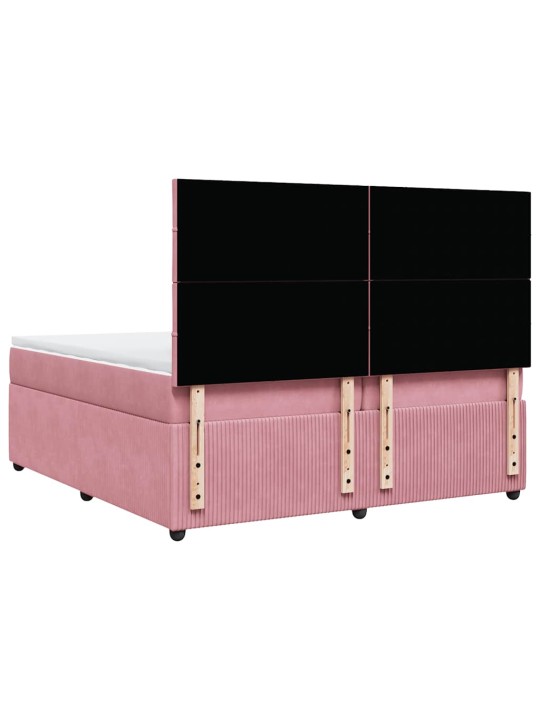 Box spring postel s matrací růžová 200x200 cm samet