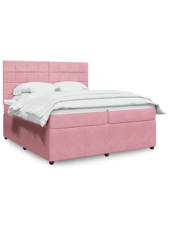 Box spring postel s matrací růžová 200x200 cm samet