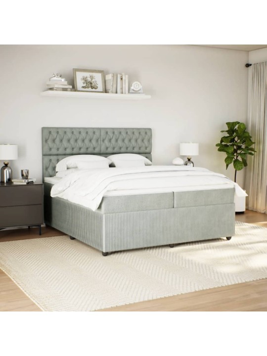 Box spring postel s matrací světle šedá 200x200 cm samet