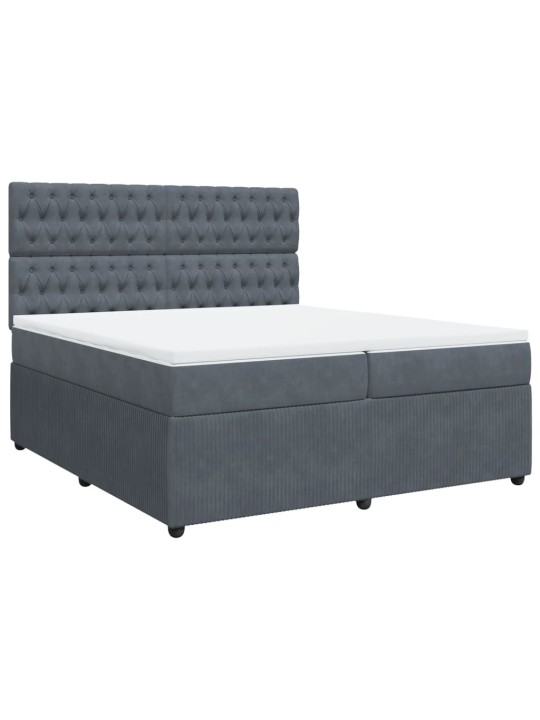 Box spring postel s matrací tmavě šedá 200x200 cm samet