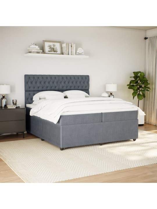 Box spring postel s matrací tmavě šedá 200x200 cm samet