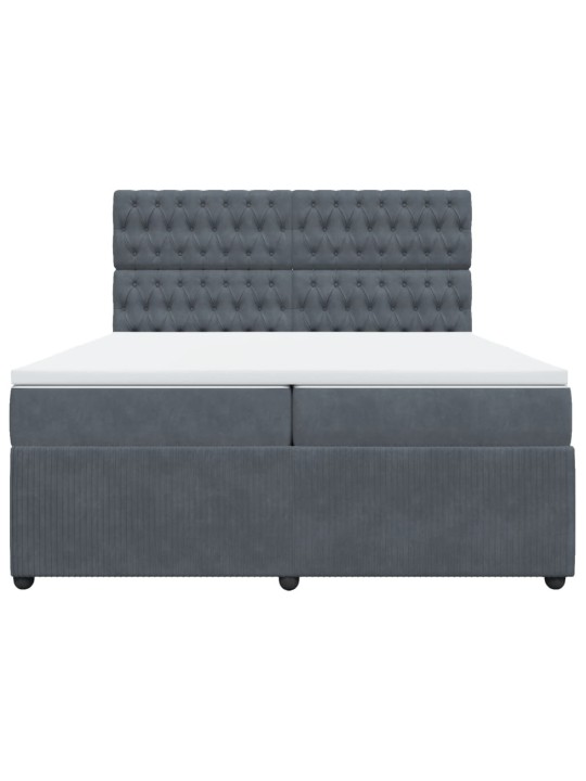 Box spring postel s matrací tmavě šedá 200x200 cm samet