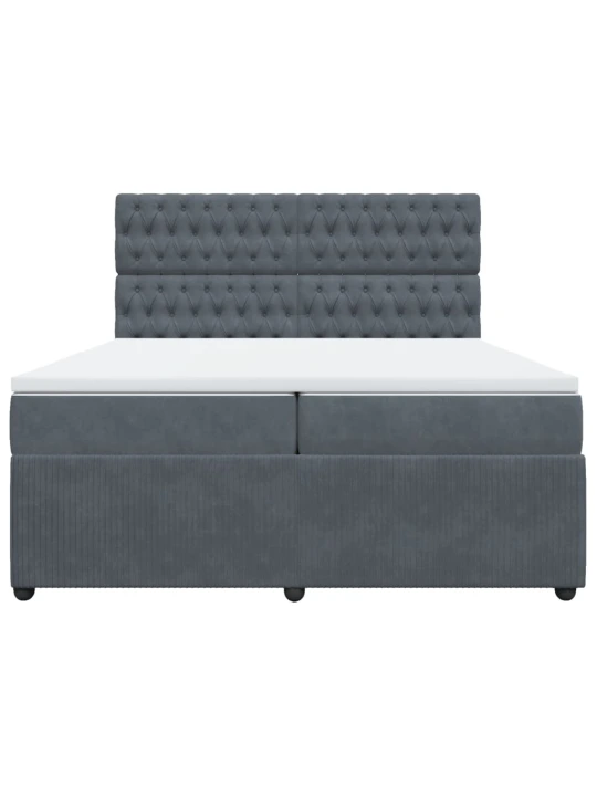 Box spring postel s matrací tmavě šedá 200x200 cm samet