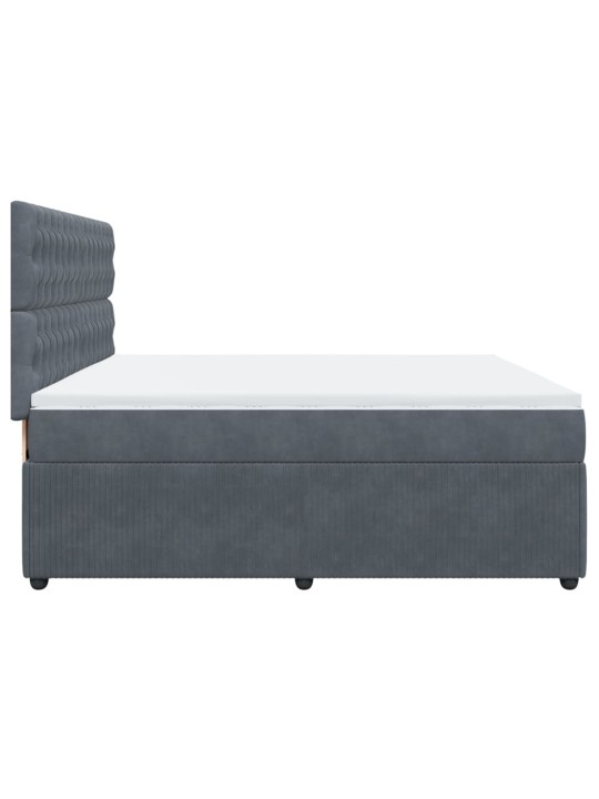 Box spring postel s matrací tmavě šedá 200x200 cm samet