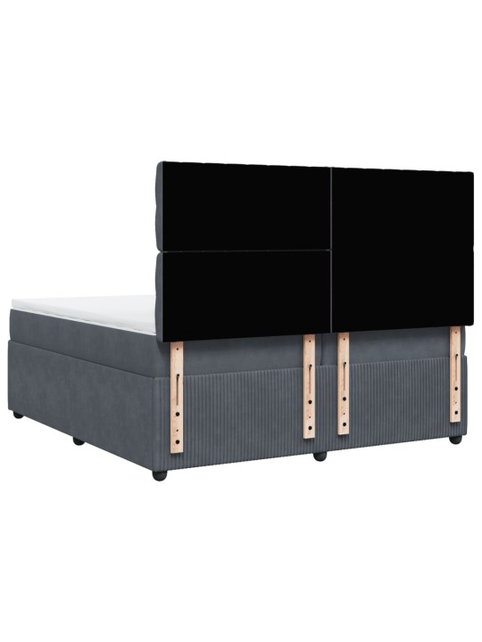Box spring postel s matrací tmavě šedá 200x200 cm samet