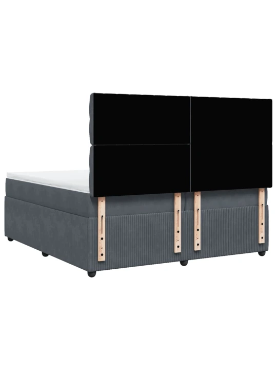 Box spring postel s matrací tmavě šedá 200x200 cm samet