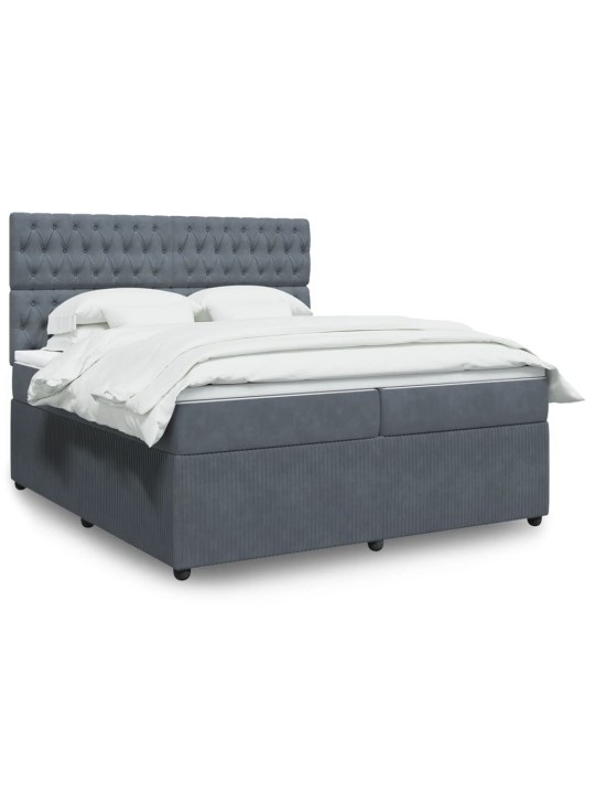 Box spring postel s matrací tmavě šedá 200x200 cm samet