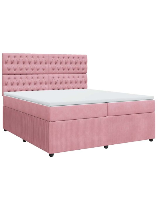 Box spring postel s matrací růžová 200x200 cm samet