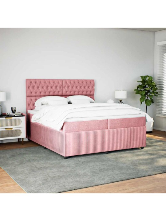 Box spring postel s matrací růžová 200x200 cm samet