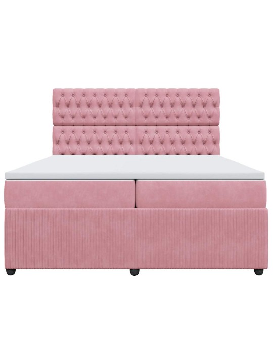 Box spring postel s matrací růžová 200x200 cm samet