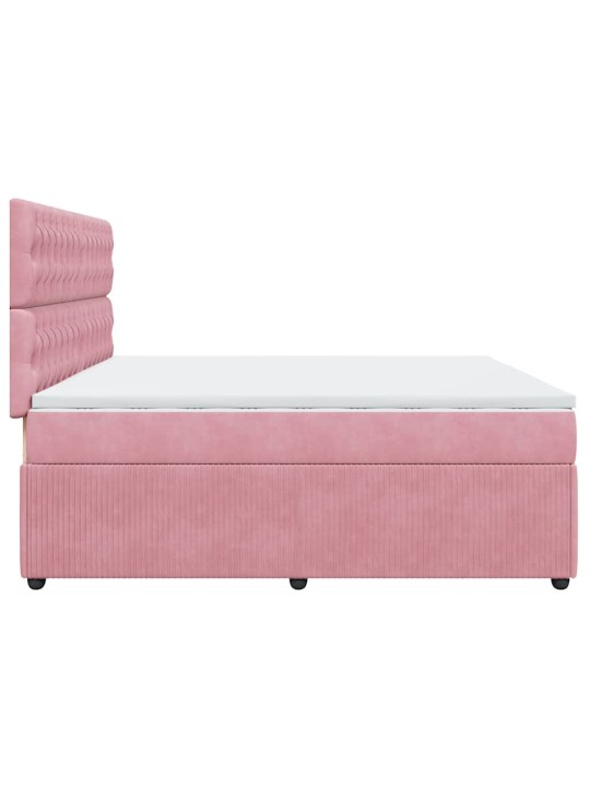 Box spring postel s matrací růžová 200x200 cm samet