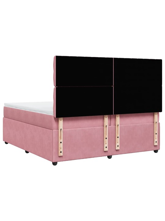 Box spring postel s matrací růžová 200x200 cm samet