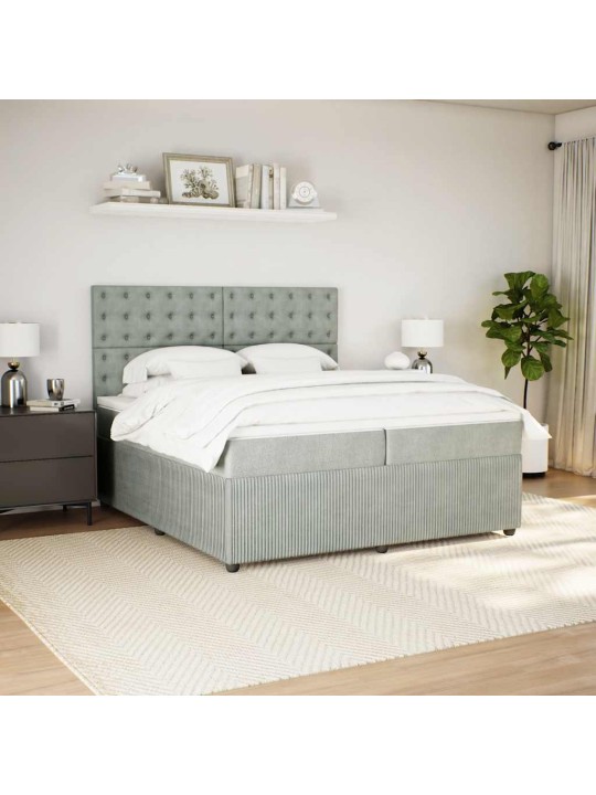 Box spring postel s matrací světle šedá 200x200 cm samet