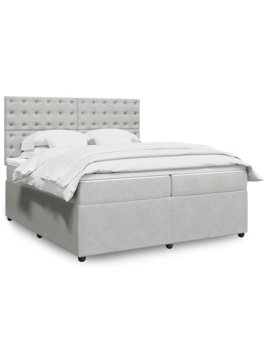 Box spring postel s matrací světle šedá 200x200 cm samet