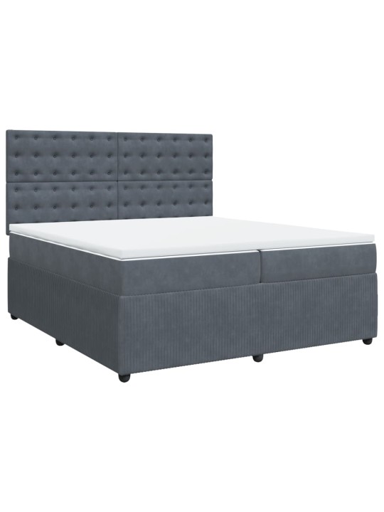 Box spring postel s matrací tmavě šedá 200x200 cm samet