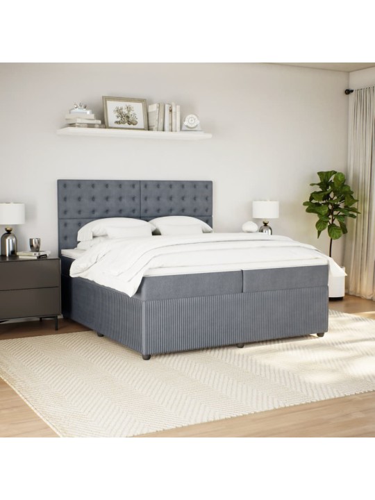 Box spring postel s matrací tmavě šedá 200x200 cm samet