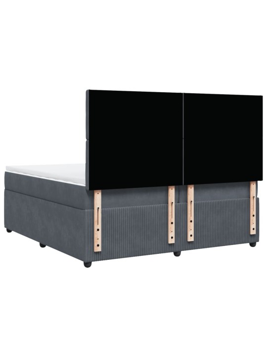 Box spring postel s matrací tmavě šedá 200x200 cm samet