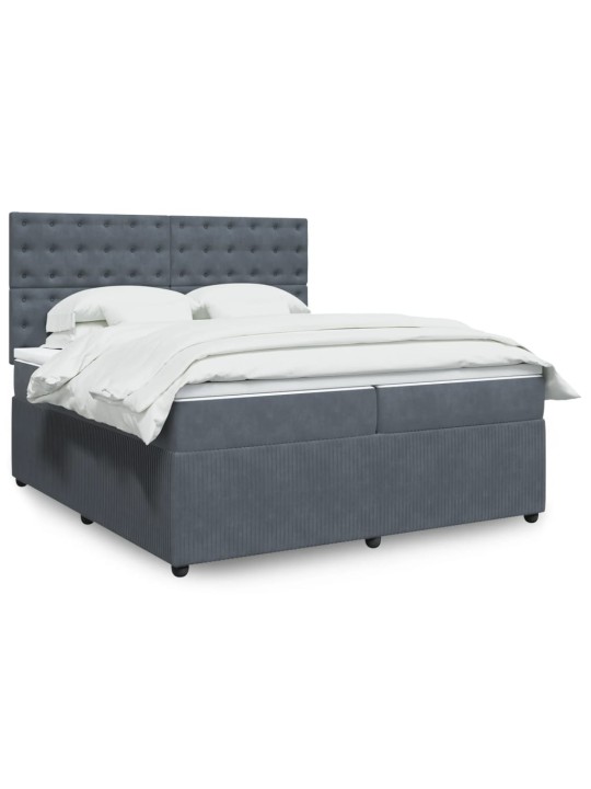 Box spring postel s matrací tmavě šedá 200x200 cm samet