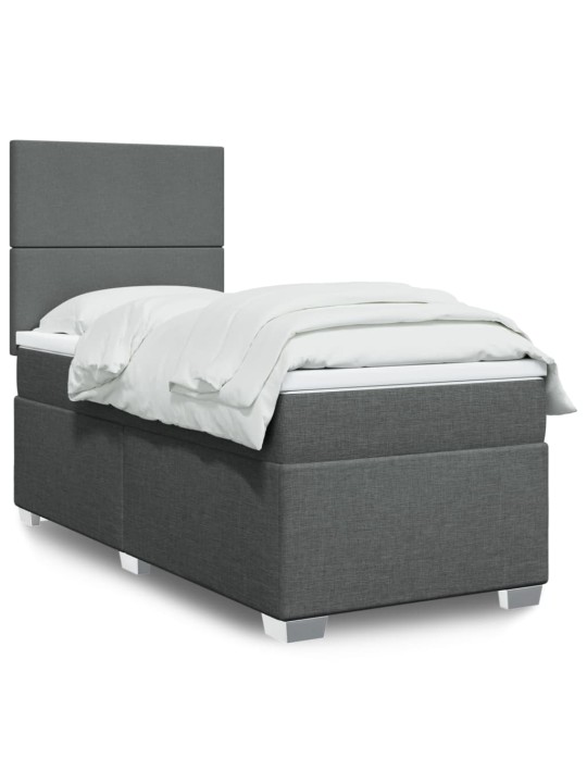 Box spring postel s matrací tmavě šedá 80 x 200 cm textil