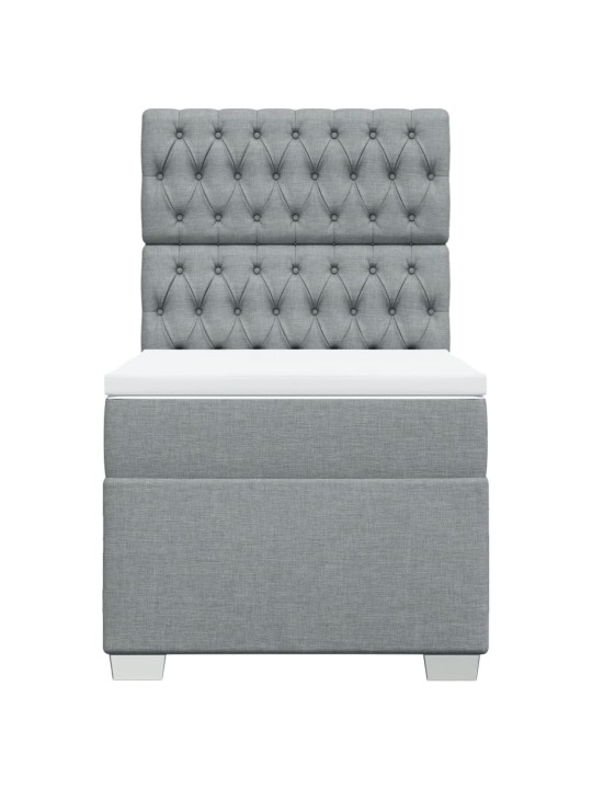Box spring postel s matrací světle šedá 80 x 200 cm textil