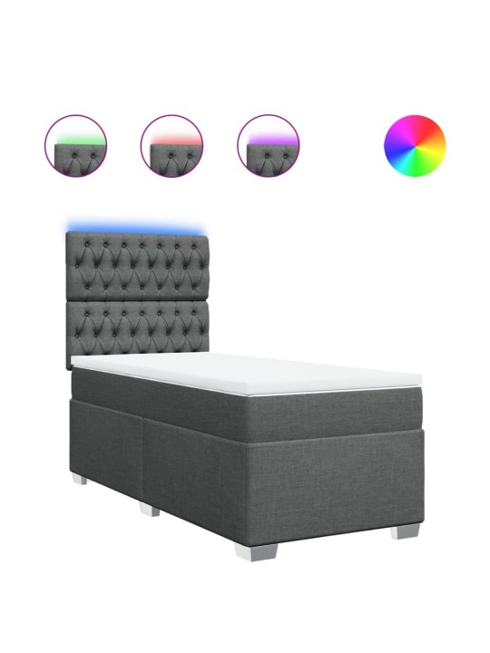 Box spring postel s matrací tmavě šedá 80 x 200 cm textil