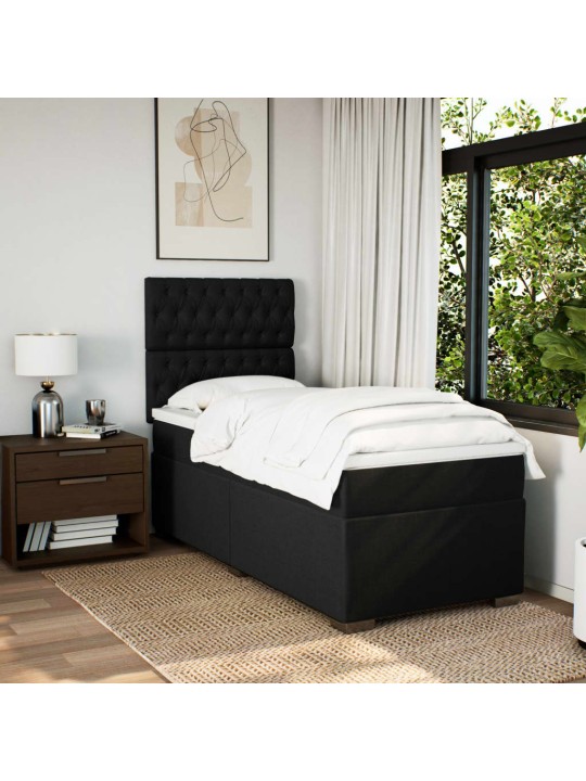 Box spring postel s matrací černá 80 x 200 cm textil