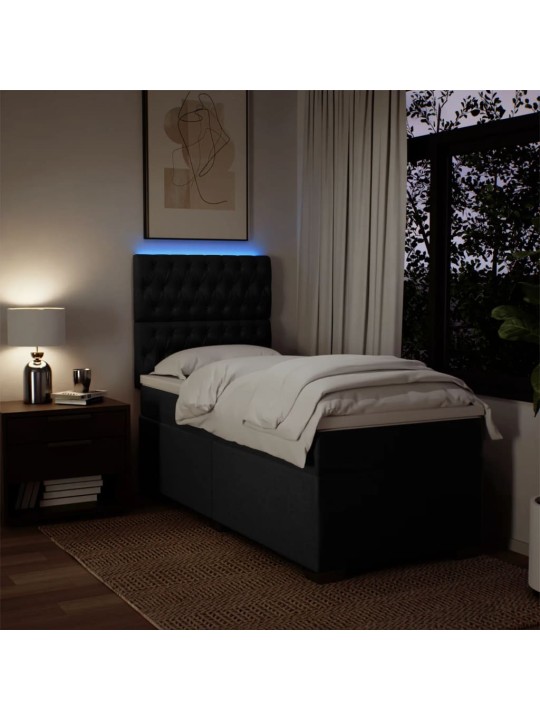 Box spring postel s matrací černá 80 x 200 cm textil