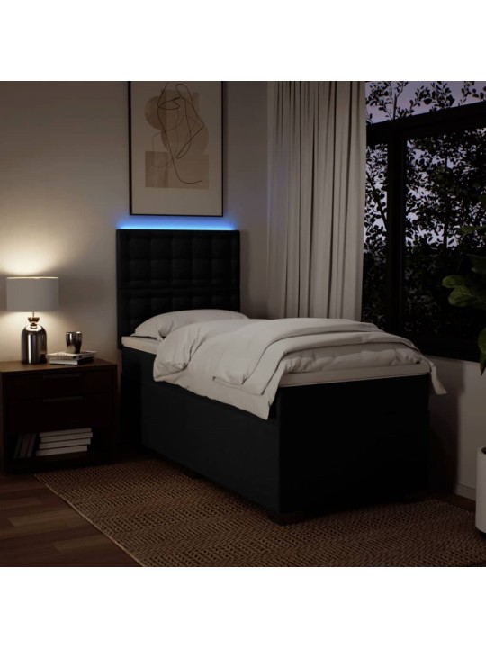 Box spring postel s matrací černá 80 x 200 cm textil