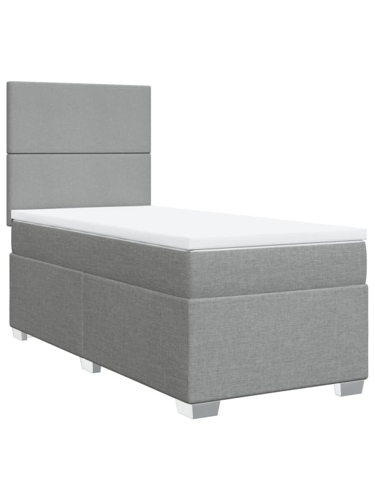 Box spring postel s matrací světle šedá 90x190 cm textil
