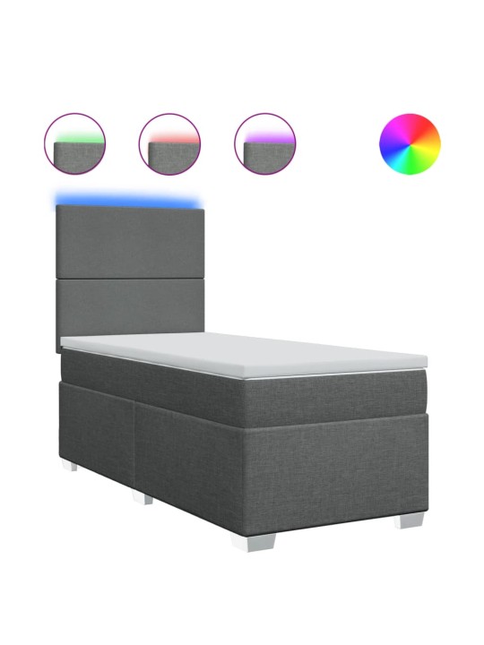 Box spring postel s matrací tmavě šedá 90x190 cm textil