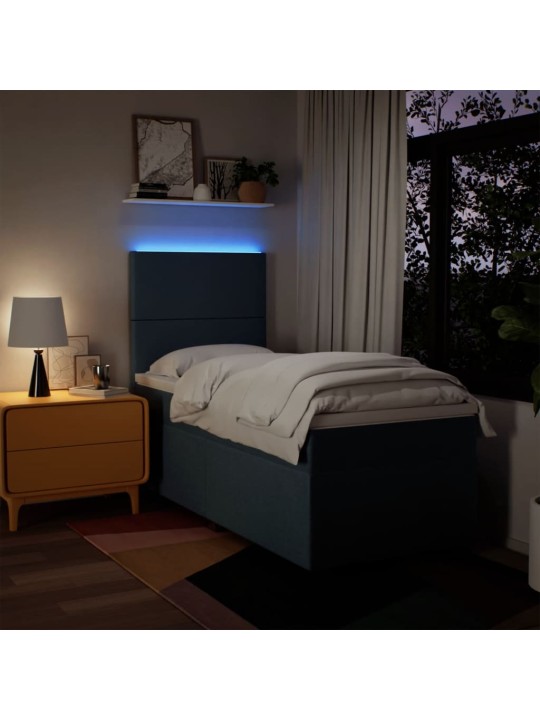 Box spring postel s matrací modrá 90x190 cm textil