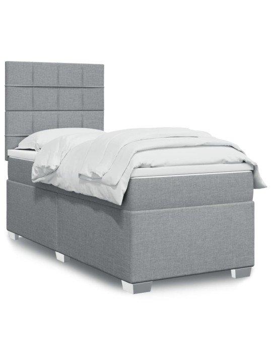 Box spring postel s matrací světle šedá 90x190 cm textil