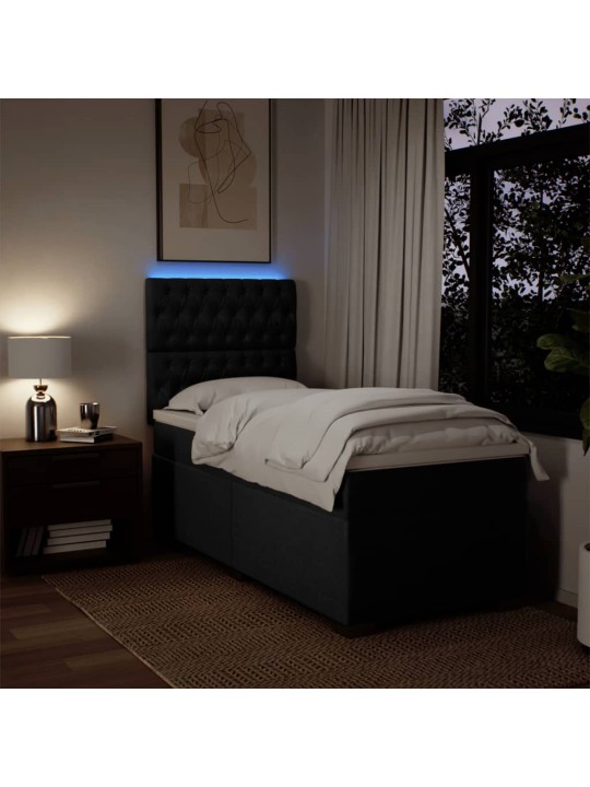 Box spring postel s matrací černá 90x190 cm textil
