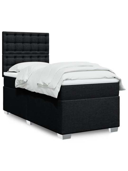Box spring postel s matrací černá 90x190 cm textil