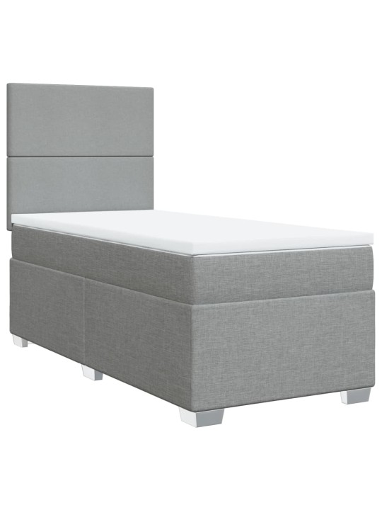 Box spring postel s matrací světle šedá 90x200 cm textil