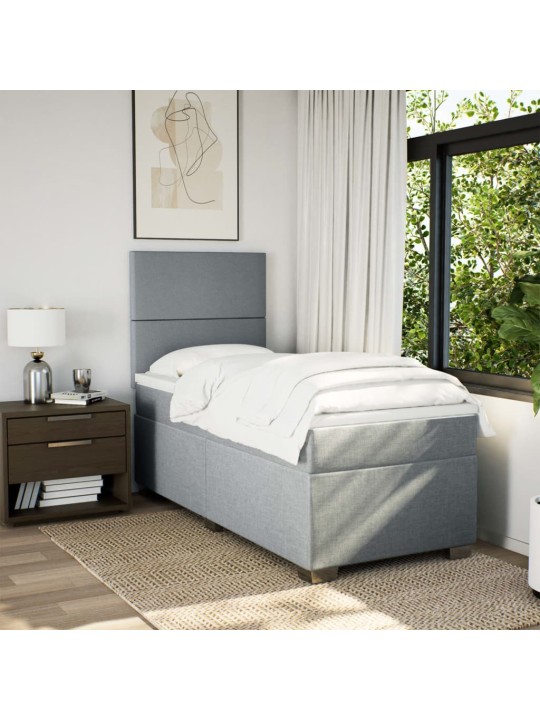 Box spring postel s matrací světle šedá 90x200 cm textil