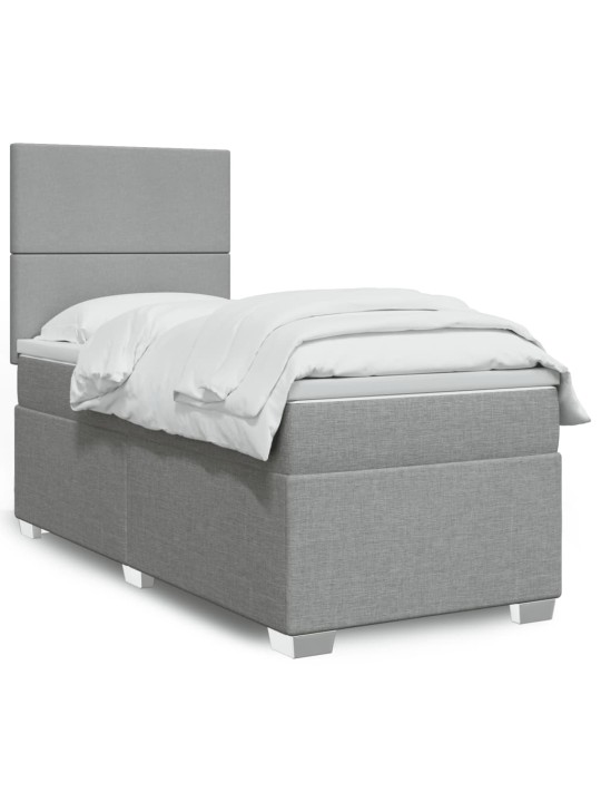 Box spring postel s matrací světle šedá 90x200 cm textil