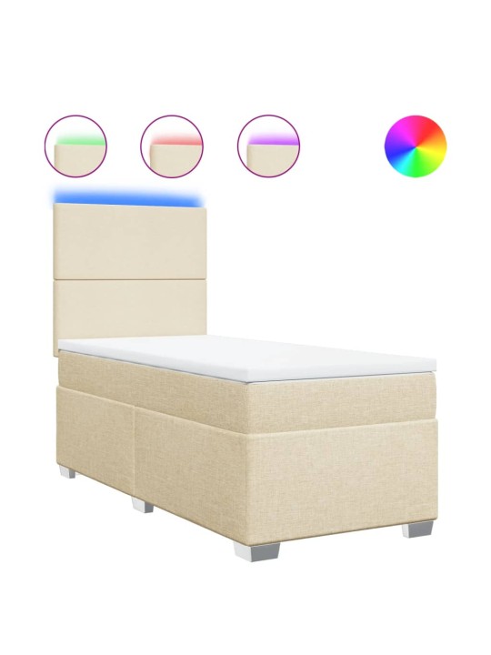 Box spring postel s matrací krémová 90x200 cm textil