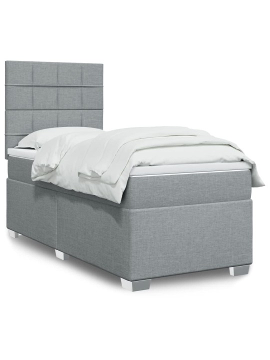 Box spring postel s matrací světle šedá 90x200 cm textil