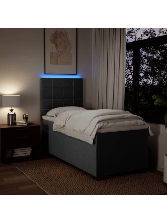 Box spring postel s matrací tmavě šedá 90x200 cm textil