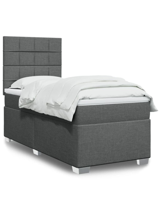 Box spring postel s matrací tmavě šedá 90x200 cm textil