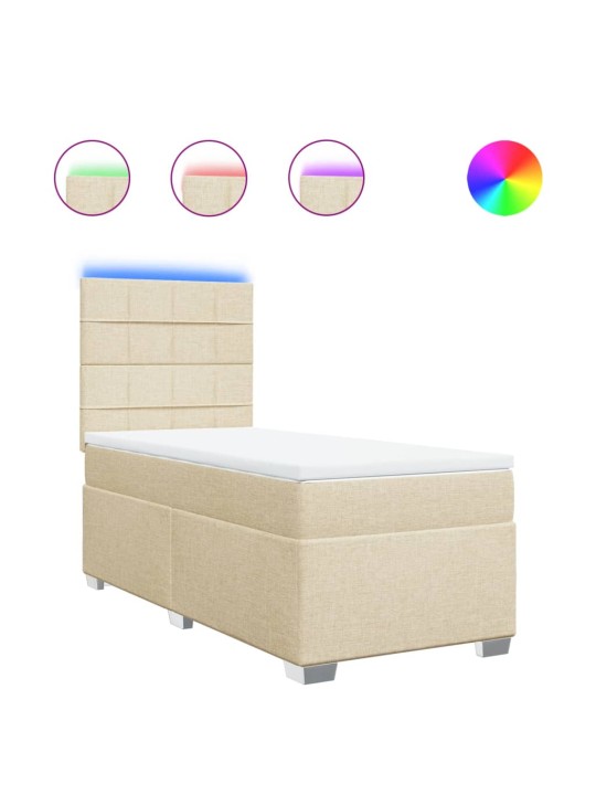 Box spring postel s matrací krémová 90x200 cm textil